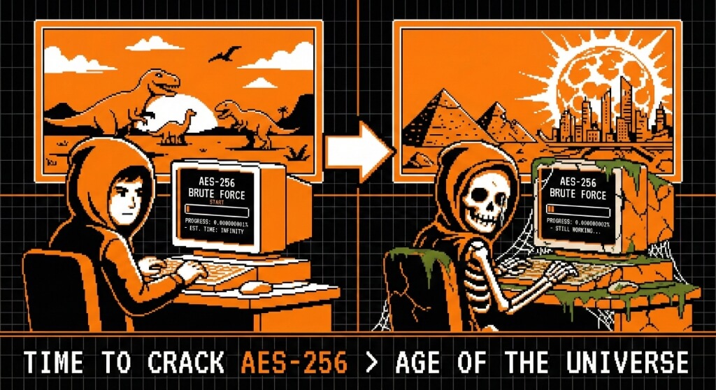 The scale of a brute force attack on AES-256