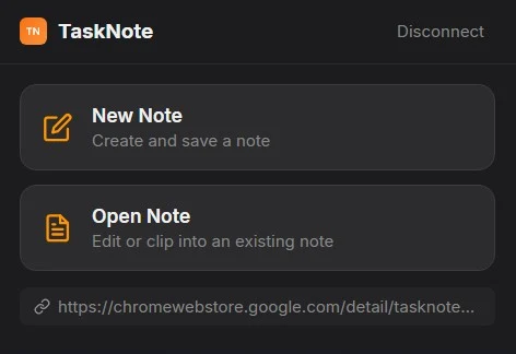 The popup now offers two things: a new note, or clipping into a note that already exists.