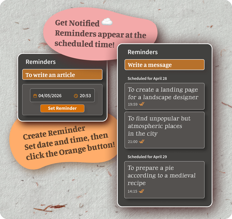 Task reminders with notes in TaskNote